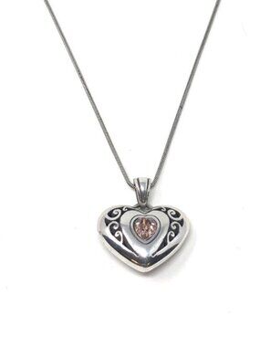 BRIGHTON Divinity Heart Reversible Necklace RETIRED Pink Crystal White Crystal.